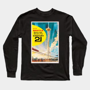 1962 Fly to Seattle ,Space Age ,World's Fair,Poster Long Sleeve T-Shirt